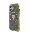 Guess IML Metal Glitter 4G Circle Triangle MagSafe Case for iPhone 16 - Brown