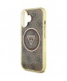 Guess IML Metal Glitter 4G Circle Triangle MagSafe Case for iPhone 16 - Brown
