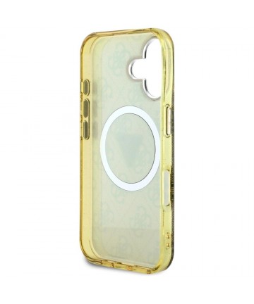 Guess IML Metal Glitter 4G Circle Triangle MagSafe Case for iPhone 16 - Brown