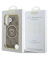 Guess IML Metal Glitter 4G Circle Triangle MagSafe Case for iPhone 16 - Brown