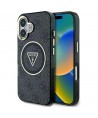 Guess IML Metal Glitter 4G Circle Triangle MagSafe Case for iPhone 16 - Black