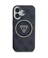 Guess IML Metal Glitter 4G Circle Triangle MagSafe Case for iPhone 16 - Black