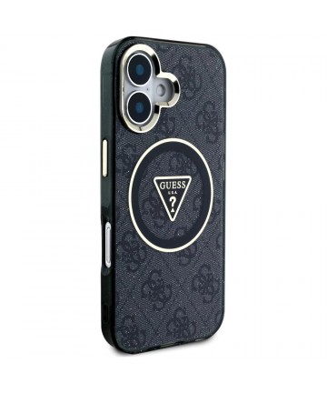 Guess IML Metal Glitter 4G Circle Triangle MagSafe Case for iPhone 16 - Black