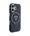 Guess IML Metal Glitter 4G Circle Triangle MagSafe Case for iPhone 16 - Black