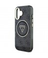 Guess IML Metal Glitter 4G Circle Triangle MagSafe Case for iPhone 16 - Black