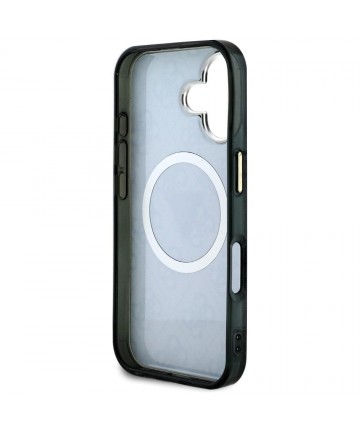 Guess IML Metal Glitter 4G Circle Triangle MagSafe Case for iPhone 16 - Black