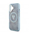 Guess IML Metal Glitter 4G Circle Triangle MagSafe Case for iPhone 16 - Blue