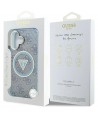 Guess IML Metal Glitter 4G Circle Triangle MagSafe Case for iPhone 16 - Blue