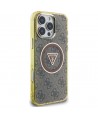 Guess IML Metal Glitter 4G Circle Triangle MagSafe Case for iPhone 16 Pro - Brown