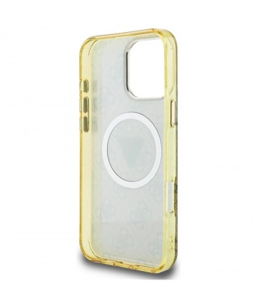 Guess IML Metal Glitter 4G Circle Triangle MagSafe Case for iPhone 16 Pro - Brown