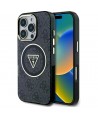 Guess IML Metal Glitter 4G Circle Triangle MagSafe Case for iPhone 16 Pro - Black