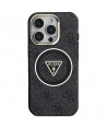 Guess IML Metal Glitter 4G Circle Triangle MagSafe Case for iPhone 16 Pro - Black