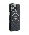 Guess IML Metal Glitter 4G Circle Triangle MagSafe Case for iPhone 16 Pro - Black
