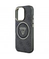Guess IML Metal Glitter 4G Circle Triangle MagSafe Case for iPhone 16 Pro - Black