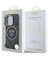 Guess IML Metal Glitter 4G Circle Triangle MagSafe Case for iPhone 16 Pro - Black
