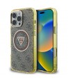 Guess IML Metal Glitter 4G Circle Triangle MagSafe Case for iPhone 16 Pro Max - Brown