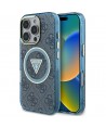 Guess IML Metal Glitter 4G Circle Triangle MagSafe Case for iPhone 16 Pro Max - Blue