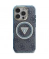 Guess IML Metal Glitter 4G Circle Triangle MagSafe Case for iPhone 16 Pro Max - Blue