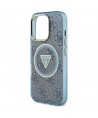 Guess IML Metal Glitter 4G Circle Triangle MagSafe Case for iPhone 16 Pro Max - Blue