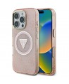 Guess IML Metal Glitter 4G Circle Triangle MagSafe Case for iPhone 16 Pro Max - Pink