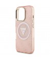 Guess IML Metal Glitter 4G Circle Triangle MagSafe Case for iPhone 16 Pro Max - Pink