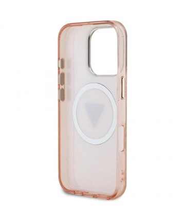 Guess IML Metal Glitter 4G Circle Triangle MagSafe Case for iPhone 16 Pro Max - Pink