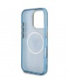 Guess IML Metal Glitter 4G Circle Triangle MagSafe Case for iPhone 16 Pro - Blue
