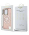 Guess IML Metal Glitter 4G Circle Triangle MagSafe Case for iPhone 16 Pro - Pink