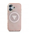 Guess IML Metal Glitter 4G Circle Triangle MagSafe case for iPhone 16 - pink
