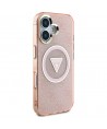 Guess IML Metal Glitter 4G Circle Triangle MagSafe case for iPhone 16 - pink