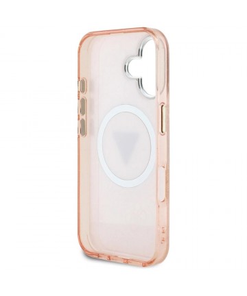 Guess IML Metal Glitter 4G Circle Triangle MagSafe case for iPhone 16 - pink