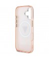 Guess IML Metal Glitter 4G Circle Triangle MagSafe case for iPhone 16 - pink
