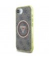 Guess IML Metal Glitter 4G Circle Triangle MagSafe case for iPhone 16e - brown