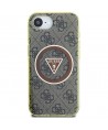 Guess IML Metal Glitter 4G Circle Triangle MagSafe case for iPhone 16e - brown