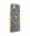 Guess IML Metal Glitter 4G Circle Triangle MagSafe case for iPhone 16e - brown