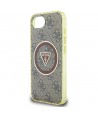 Guess IML Metal Glitter 4G Circle Triangle MagSafe case for iPhone 16e - brown