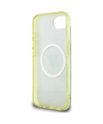 Guess IML Metal Glitter 4G Circle Triangle MagSafe case for iPhone 16e - brown
