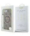 Guess IML Metal Glitter 4G Circle Triangle MagSafe case for iPhone 16e - brown