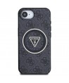 Guess IML Metal Glitter 4G Circle Triangle MagSafe Case for iPhone 16e - Black