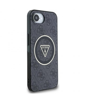 Guess IML Metal Glitter 4G Circle Triangle MagSafe Case for iPhone 16e - Black