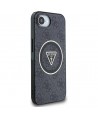 Guess IML Metal Glitter 4G Circle Triangle MagSafe Case for iPhone 16e - Black