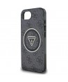 Guess IML Metal Glitter 4G Circle Triangle MagSafe Case for iPhone 16e - Black