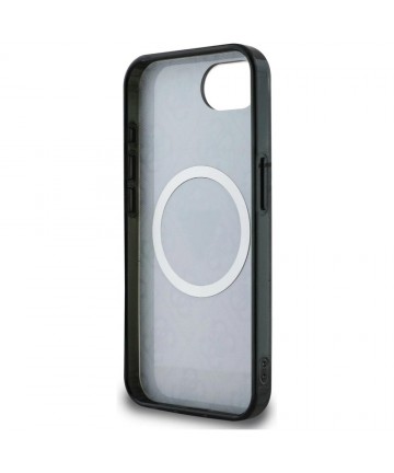 Guess IML Metal Glitter 4G Circle Triangle MagSafe Case for iPhone 16e - Black