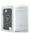 Guess IML Metal Glitter 4G Circle Triangle MagSafe Case for iPhone 16e - Black