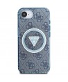 Guess IML Metal Glitter 4G Circle Triangle MagSafe Case for iPhone 16e - Blue