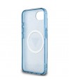 Guess IML Metal Glitter 4G Circle Triangle MagSafe Case for iPhone 16e - Blue