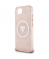 Guess IML Metal Glitter 4G Circle Triangle MagSafe case for iPhone 16e - pink