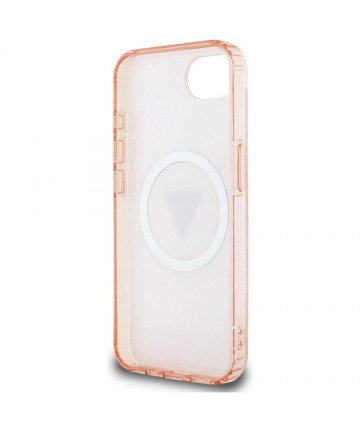 Guess IML Metal Glitter 4G Circle Triangle MagSafe case for iPhone 16e - pink