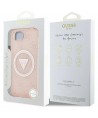 Guess IML Metal Glitter 4G Circle Triangle MagSafe case for iPhone 16e - pink