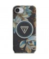 Guess IML Metal Glitter Flowers Triangle MagSafe case for iPhone 16e - black